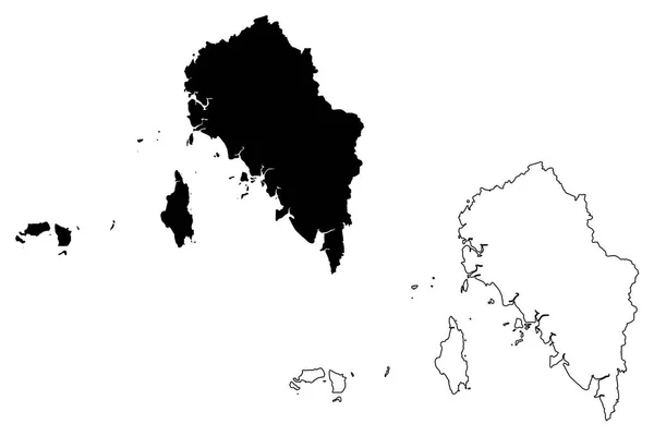 Satun Provinz Königreich Thailand Siam Provinzen Thailand Kartenvektorillustration Kritzelskizze Satun — Stockvektor