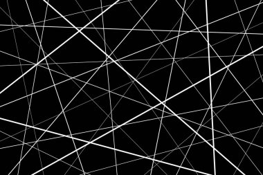 Rasgele kaotik satırları soyut geometrik desen, siyah ve beyaz geometrik desen