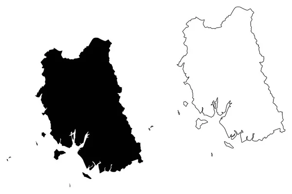 トラン県 タイ王国 サイアム タイ地方 地図ベクトル図 フリーハンド スケッチ トラン地図 — ストックベクタ