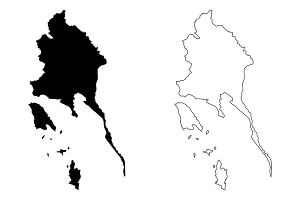 トラット県 タイ王国 サイアム タイ地方 地図ベクトル図 フリーハンド スケッチ トラート地図 — ストックベクタ