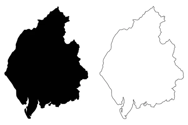 Cumbria Vereinigtes Königreich England Nicht Metropolitanes County Grafschaft Shire Kartenvektorillustration — Stockvektor