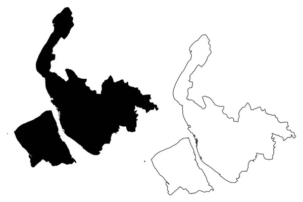 Merseyside Regno Unito Inghilterra Contea Metropolitana Mappa Vettoriale Illustrazione Abbozzo — Vettoriale Stock