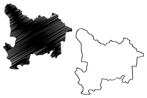 上韦莱省 刚果民主共和国博士 刚果博士 Drc 金沙萨 地图向量例证 涂鸦素描上韦莱地图 — 图库矢量图片