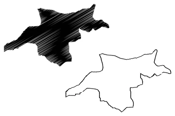 蒙加拉省 刚果民主共和国 刚果博士 金沙萨 地图矢量插图 涂鸦素描蒙加拉地图 — 图库矢量图片