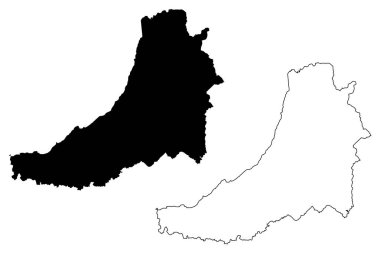 Ceredigion (İngiltere, Galler, Cymru, asıl adı alanları Galler) harita vektör çizim, karalama taslak skolar harita