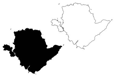 Anglesey (İngiltere, Galler, Cymru, asıl adı alanları Galler) harita vektör çizim, karalama taslak Anglesey Adası Haritası