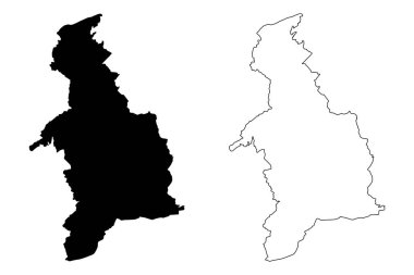 Denbighshire (İngiltere, Galler, Cymru, asıl adı alanları Galler) harita vektör çizim, karalama taslak Denbighshire harita