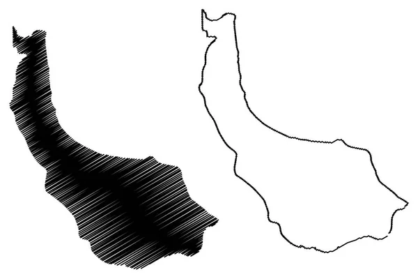 ギーラーン州 イラン イスラム共和国イランの地方ペルシャ 地図ベクトル図 フリーハンド スケッチ ギラン州地図 — ストックベクタ