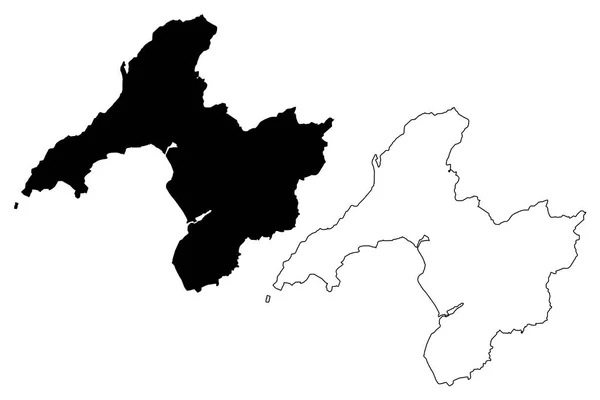 Gwynedd Reino Unido País Gales Cymru Principais Áreas Gales Mapa —  Vetores de Stock