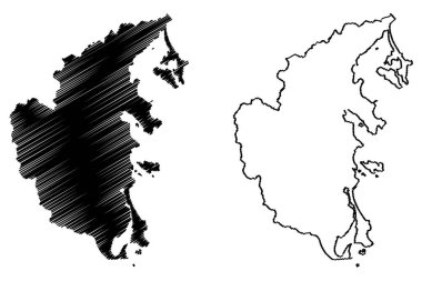 Khanh Hoa il (Vietnam Sosyalist Cumhuriyeti, Vietnam alt bölümleri) harita vektör çizim, karalama taslak Tinh Khanh Hoa harita