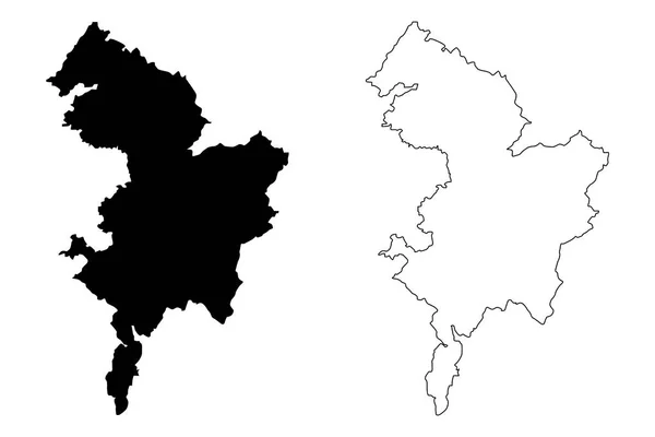 东艾尔郡 苏格兰 苏格兰地方政府 地图矢量插图 涂鸦素描东艾尔希尔地图 — 图库矢量图片