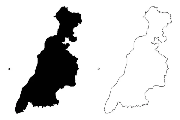 サウス エアシャイア イギリス スコットランド スコットランドの地方政府 地図ベクトル図 フリーハンド スケッチ サウス エアシャイア地図 — ストックベクタ