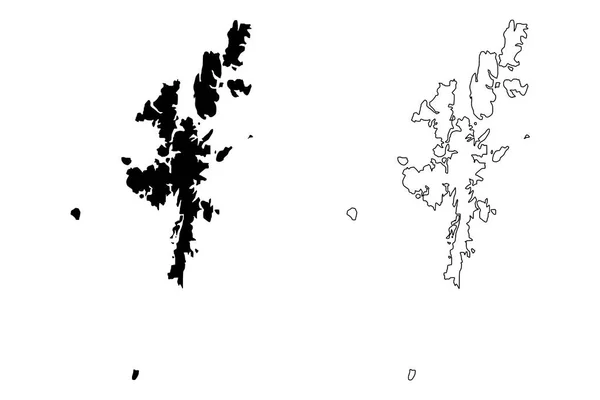 Shetland Inseln Vereinigtes Königreich Schottland Lokale Regierung Schottland Kartenvektorillustration Kritzelskizze — Stockvektor
