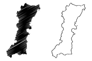 Chumphon il (Tayland Tayland, Siam, il) harita vektör çizim, karalama taslak Chumphon harita