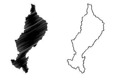 Lampang il (Tayland Tayland, Siam, il) harita vektör çizim, karalama taslak Lampang harita