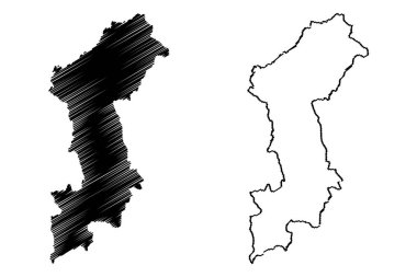 Lamphun il (Tayland Tayland, Siam, il) harita vektör çizim, karalama taslak Lamphun harita