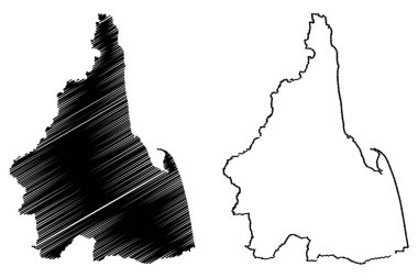 Nakhon Si Thammarat eyaletinin (Tayland Tayland, Siam, il) harita vektör çizim, karalama taslak Nakhon Si Thammarat harita