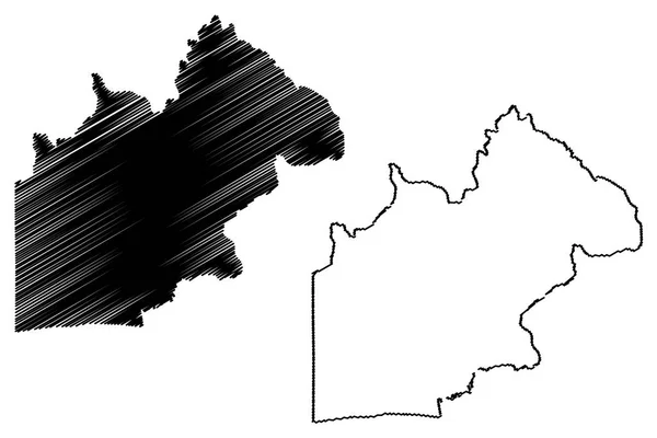 ナコーンナーヨック県 タイ王国 サイアム タイ地方 地図ベクトル図 フリーハンド スケッチ マップ ナコーンナーヨック — ストックベクタ