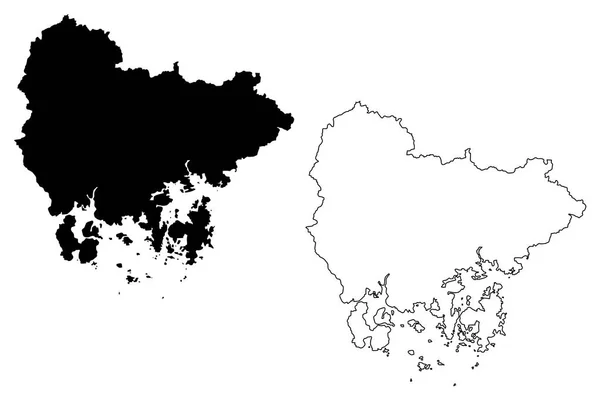 Südgyeongsang Provinz Südkorea Republik Korea Rok Provinzen Südkoreas Kartenvektorillustration Kritzelskizze — Stockvektor