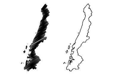 Ranong il (Tayland Tayland, Siam, il) harita vektör çizim, karalama taslak Ranong harita