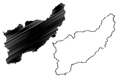 Uttaradit il (Tayland Tayland, Siam, il) harita vektör çizim, karalama taslak Uttaradit harita