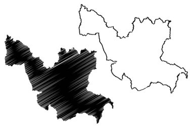 Udon Thani il (Tayland Tayland, Siam, il) harita vektör çizim, karalama taslak Udon Thani harita