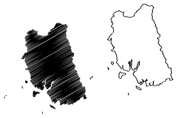 トラン県 タイ王国 サイアム タイ地方 地図ベクトル図 フリーハンド スケッチ トラン地図 — ストックベクタ