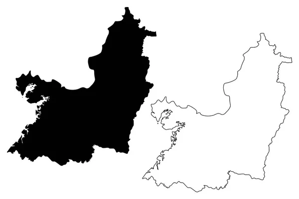 バジェ カウカ県 コロンビア コロンビアの共和国 コロンビア部門 地図ベクトル図 フリーハンド スケッチ バジェ カウカ部地図 — ストックベクタ