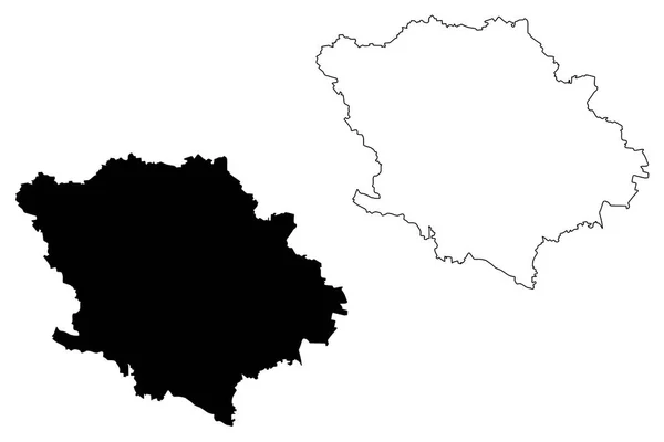 Óblast de Poltava mapa vecto — Vector de stock