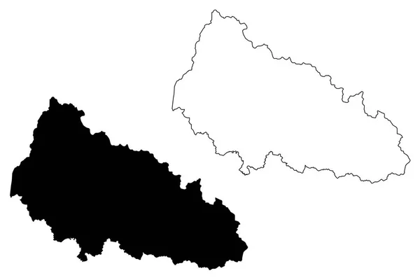 Oblast 'di Zakarpattia mappa vettoriale — Vettoriale Stock
