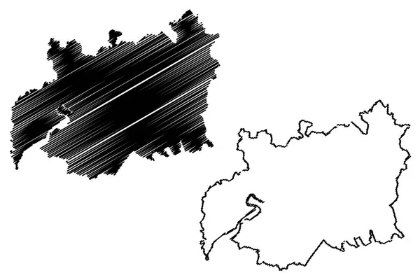 Gloucestershire mapa vecto — Vector de stock