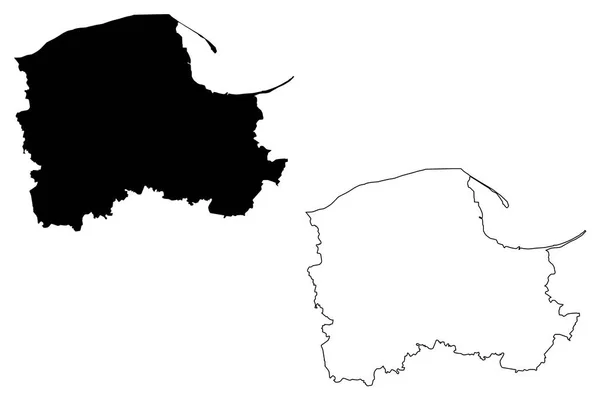 Voivodato de Pomerania mapa vecto — Vector de stock