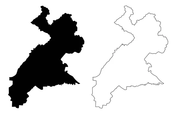 埃尔比勒省韦克托地图 — 图库矢量图片