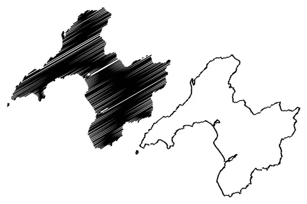 Gwynedd mapa vecto — Archivo Imágenes Vectoriales