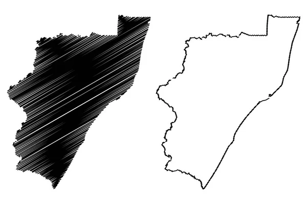 Provincia de KwaZulu-Natal mapa vecto — Archivo Imágenes Vectoriales