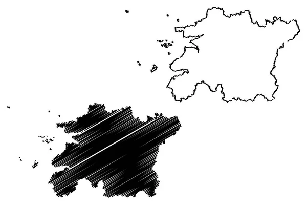 Provincia di Jeolla Nord mappa vettoriale — Vettoriale Stock