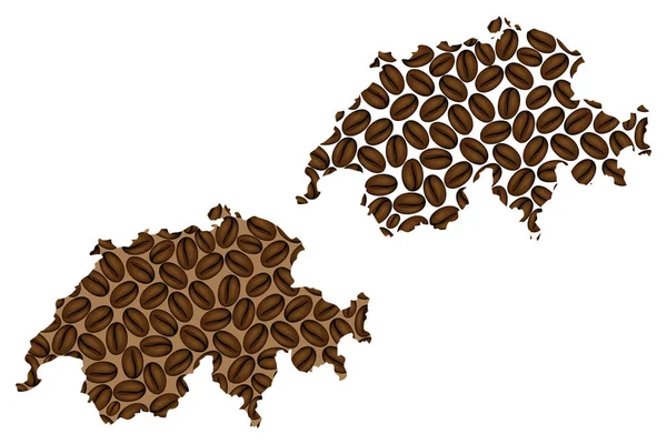 Szwajcaria - Mapa ziarna kawy — Wektor stockowy