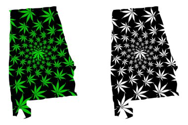 Alabama - harita olduğunu tasarlanmış esrar yaprak