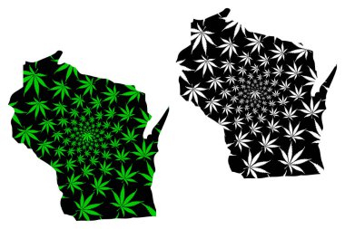 Wisconsin - harita olduğunu tasarlanmış esrar yaprak