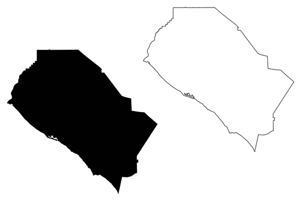 Vektorová mapa Orange County, Kalifornie — Stockový vektor