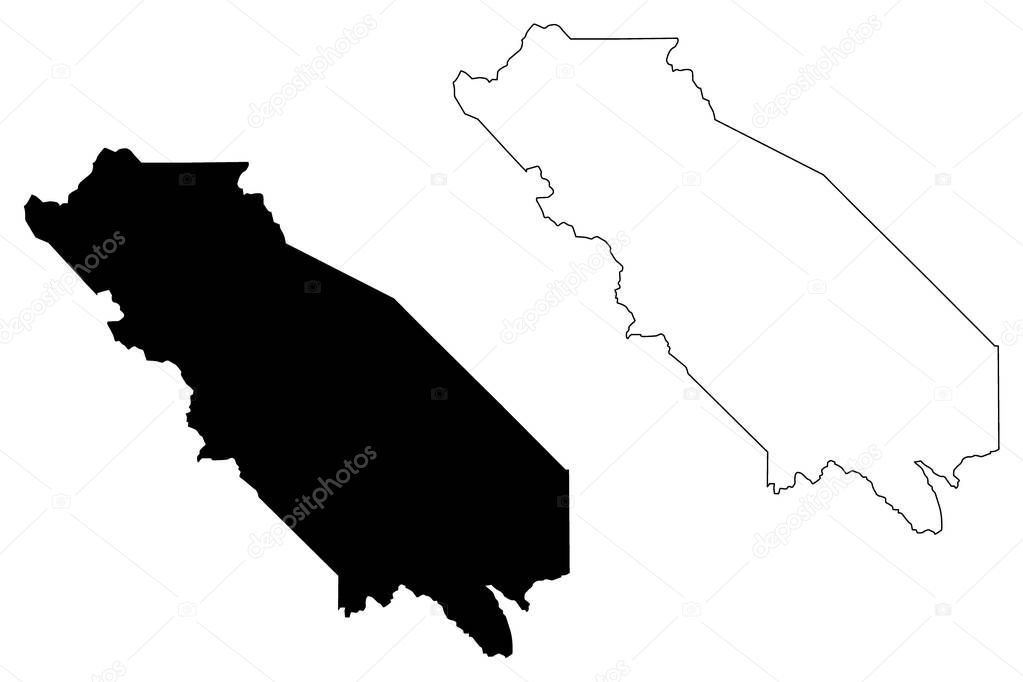 San Benito County, California map vector