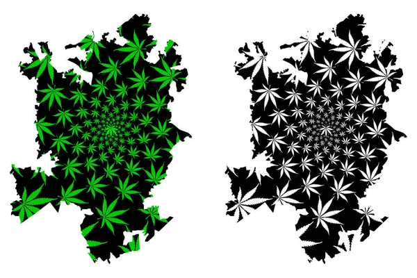 Charlotte city - mapa está diseñado hoja de cannabis — Vector de stock