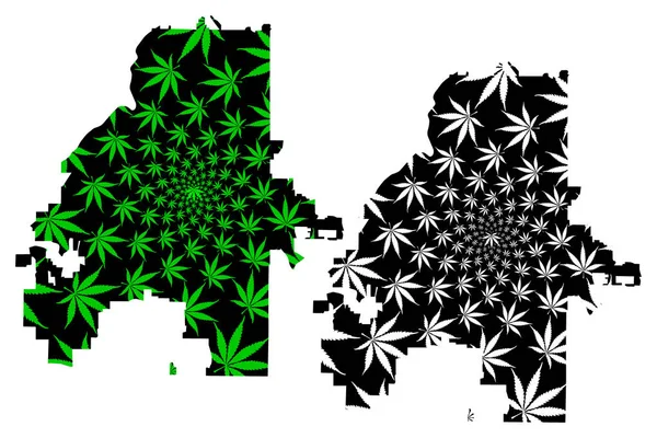 Atlanta City - peta dirancang cannabis daun - Stok Vektor