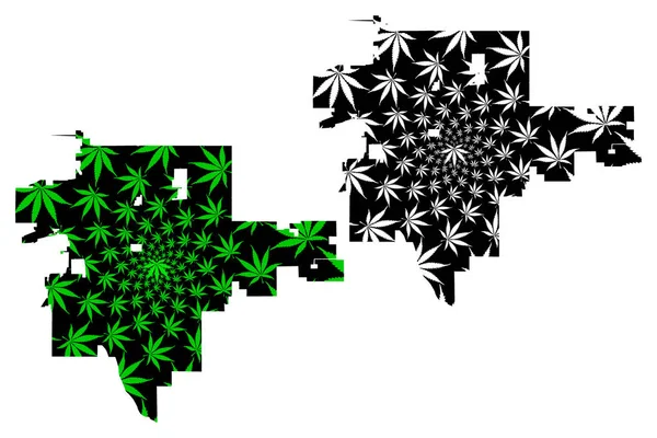 Tulsa city - map is designed cannabis leaf — Stock Vector