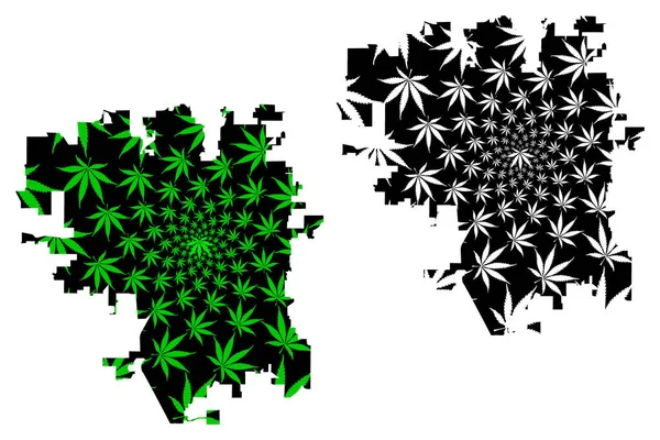 Lincoln city - mapa está diseñado hoja de cannabis — Vector de stock