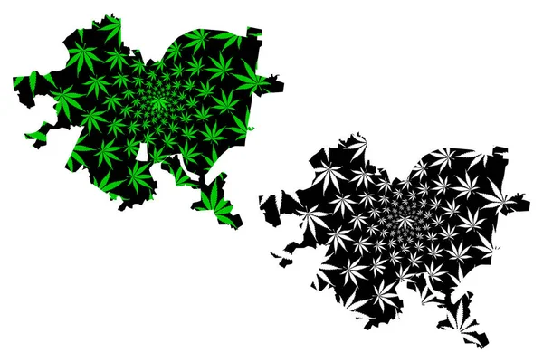 Pittsburgh city - mapa está diseñado hoja de cannabis — Vector de stock