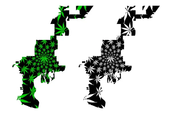 Miasta Tampa - mapa jest zaprojektowany liść konopi — Wektor stockowy
