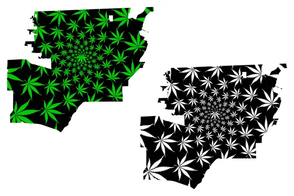 Toledo city - mapa está diseñado hoja de cannabis — Vector de stock