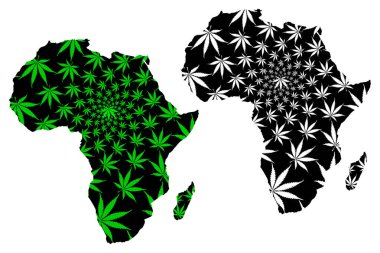 Africa continent - map is designed cannabis leaf