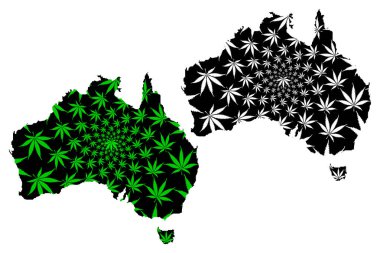 Avustralya kıta-harita kenevir yaprağı tasarlanmıştır